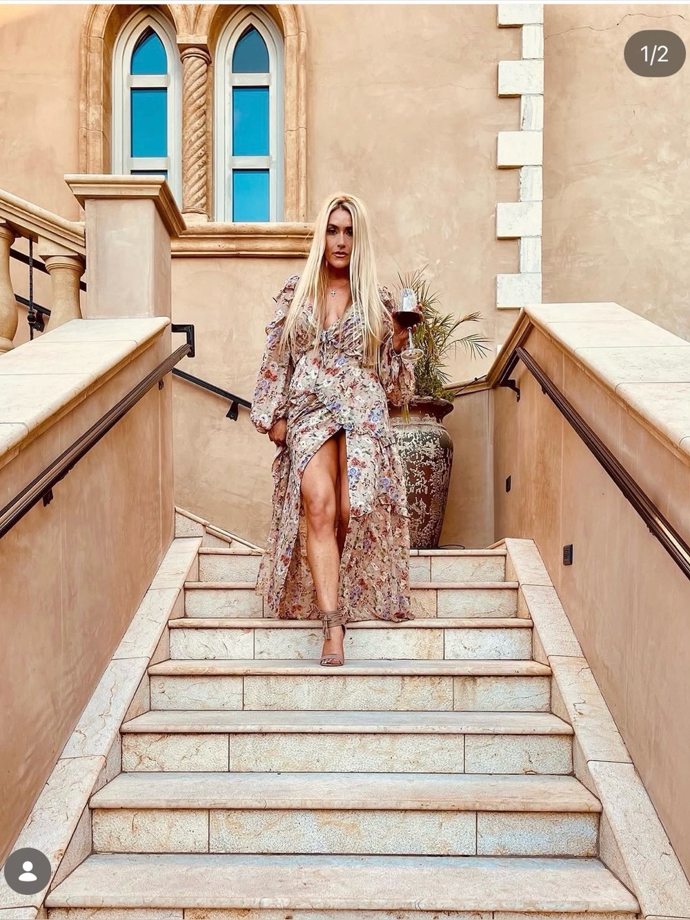 Buddy Love Floral Tiered Maxi Dress in Beige & Lavender